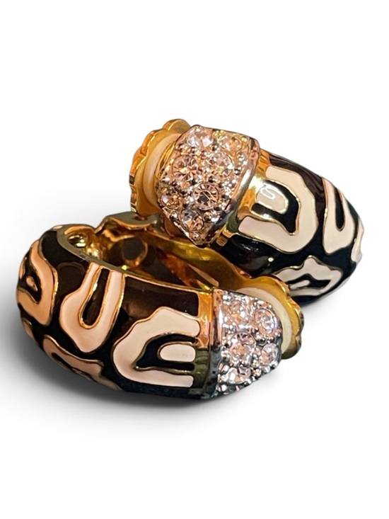 Joan Rivers Jewelry - Vintage Joan Rivers Gold-Plated Swarovski Crystal Animal Print Clip On Earrings